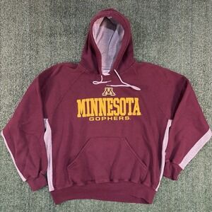 Vintage Soffe Minnesota Golden Golphers Red Hoodie Waffle Knit Hood Mens Extra L